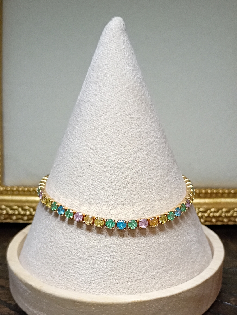 New Gold Plated Multicolor Cubic Zirconia Tennis Bracelet - Women Jewelry